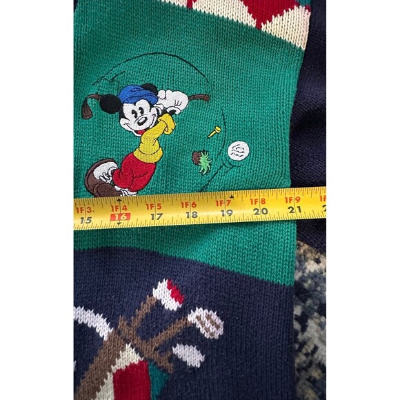Disney Mickey VTG Green/Blue Mens Golf Cardigan Sweater XL? SEE MEASUREMENTS - Picture 5 of 12